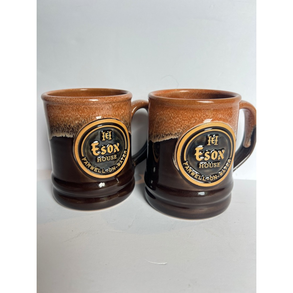 Deneen Pottery Esox House Farwell-on-Water Mugs Set of 2 Brown Amber Glaze 2024
